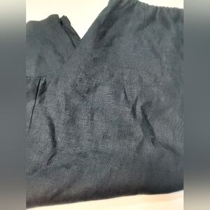 J. Jill Love Linen Women's Size Medium Wide Leg Cropped Pants Navy Blue Pull On
